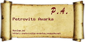 Petrovits Avarka névjegykártya